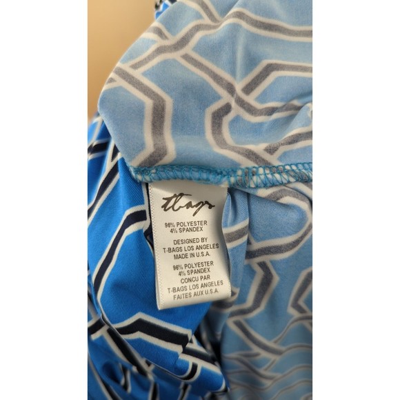 T-bags Los Angeles Bright Aqua Blue Midi Dress Stretchy Kaftan Slits Vacation L - Picture 5 of 5